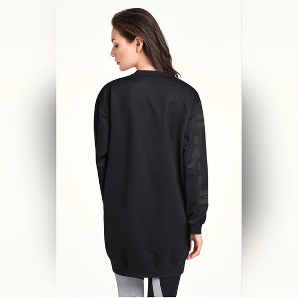 Wolford Logo Sweat Dress  Black/Steel Oversized With Logo-Print Day Dress Size S - Picture 7 of 14